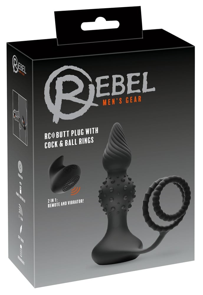 Rebel RC Butt Plug with Cock & Balls rings
