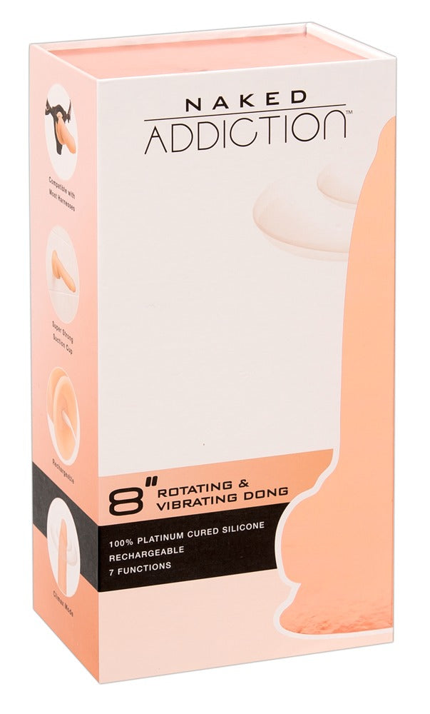 Naked Addiction 8" Rotating & Vibrating Dong