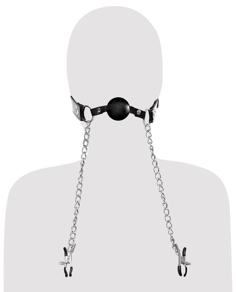 Fetish Fantasy Extreme Deluxe Ball Gag og brystvorteklyper