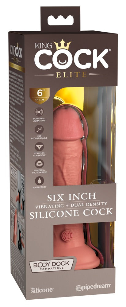 King Cock Elite 6" Vibrating + Dual Density Silicone Cock