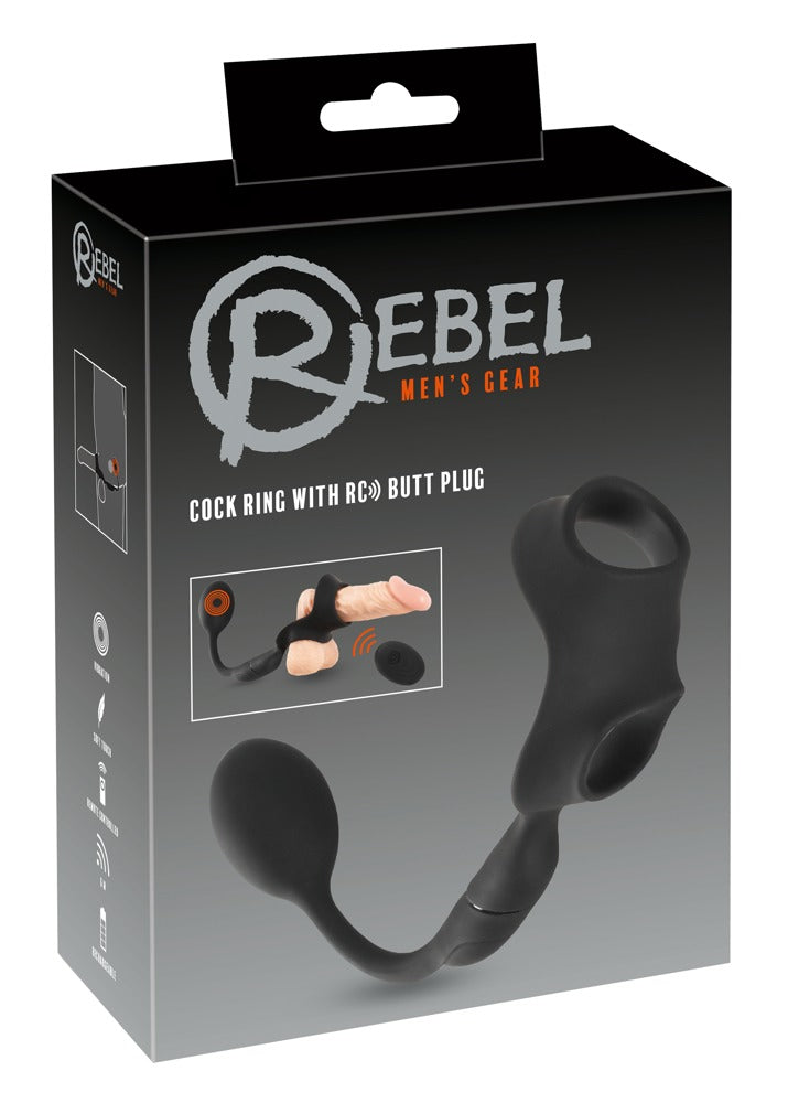 Rebel Penis-/pungring med vibroanalplugg