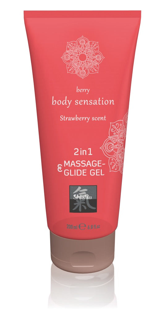 HOT Shiatsu Massage & Glide Gel 2 in1 Strawberry