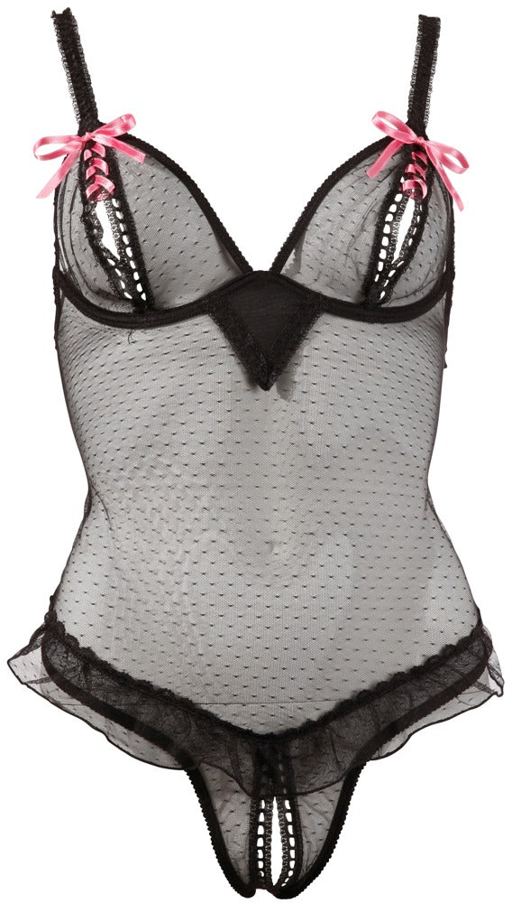 Cottelli LINGERIE Åpen body med sløyfer